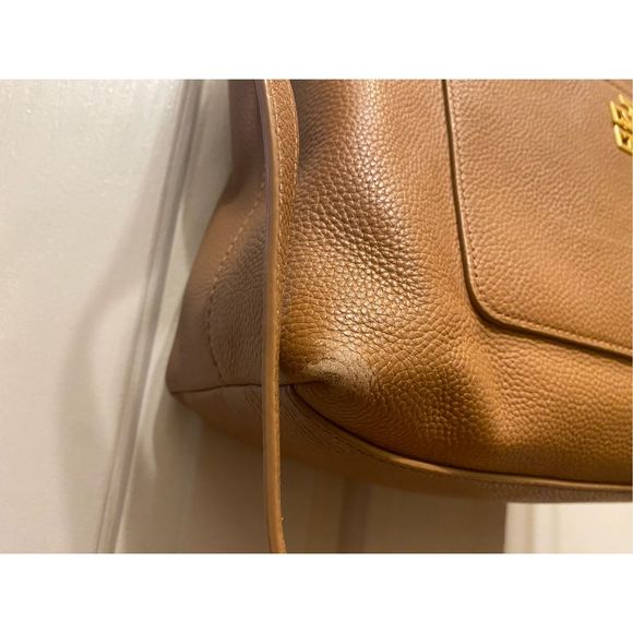 Tory Burch Britten Leather Satchel Tote/Shoulder Bag Bark Brown Tan, MSRP $495 - Picture 11 of 15